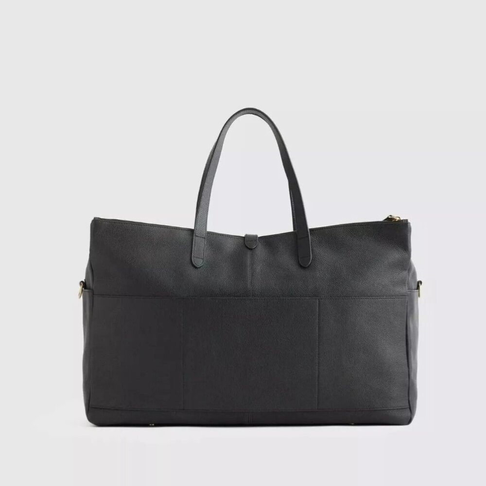 QUINCE - Italian Leather Triple Compartment Weekender Black NWT  -